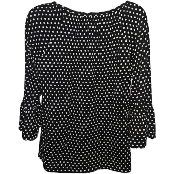 MICHAEL Michael Kors Polka Dot Scoop Neck Ruffled 3/4 Sleeve Peasant Top - Picture 2 of 3